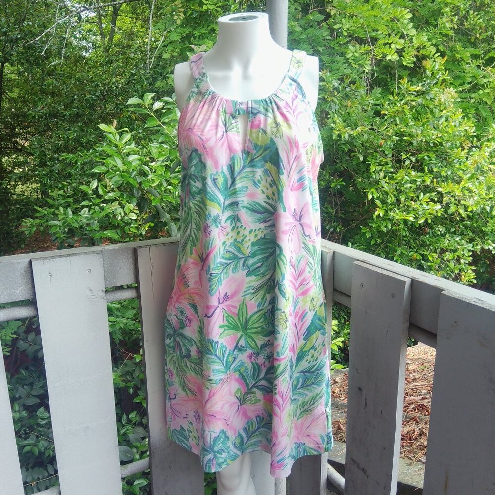 Stella Parker Floral Tropical Beach Vacation Stretchyl Women Medium Mini Dress
